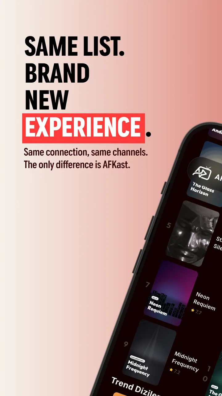 AFKast IPTV player on an Android phone showing the live TV channel list and EPG