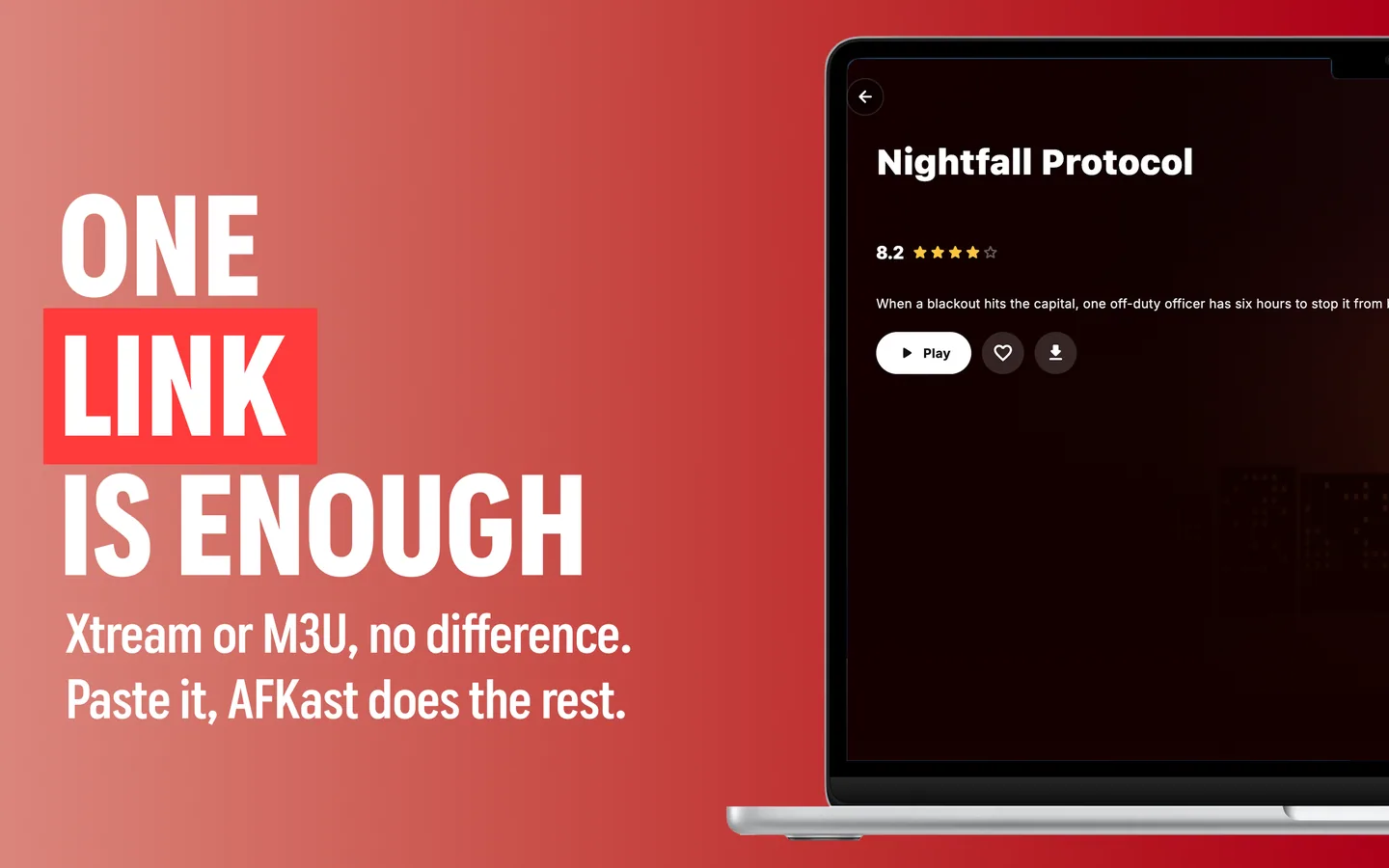 AFKast IPTV player running on macOS